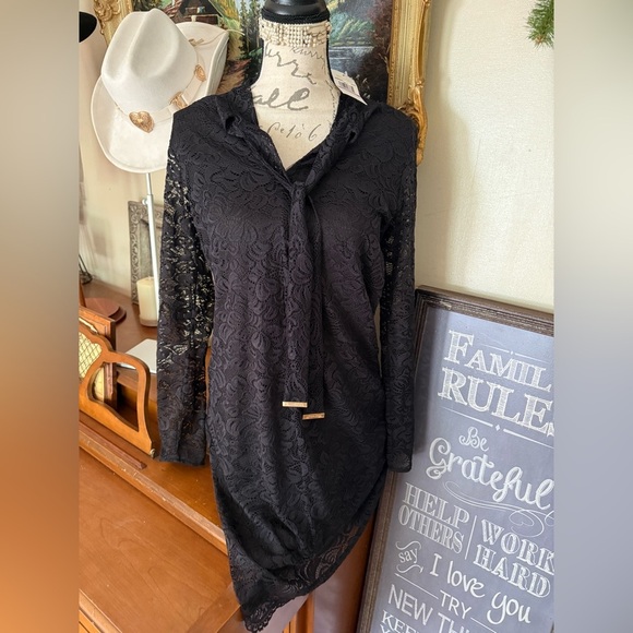 Michael Kors Black Long Sleeve Lace Dress NWT 250.00 - Picture 1 of 11